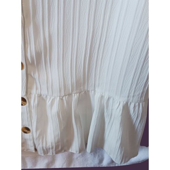 Sleeveless  Button-Down Mini Dress With Ruffle Casual Dress Fashion Size Large - Picture 5 of 9